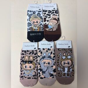 Labubu Character Leopard Ankle Socks-pick one design